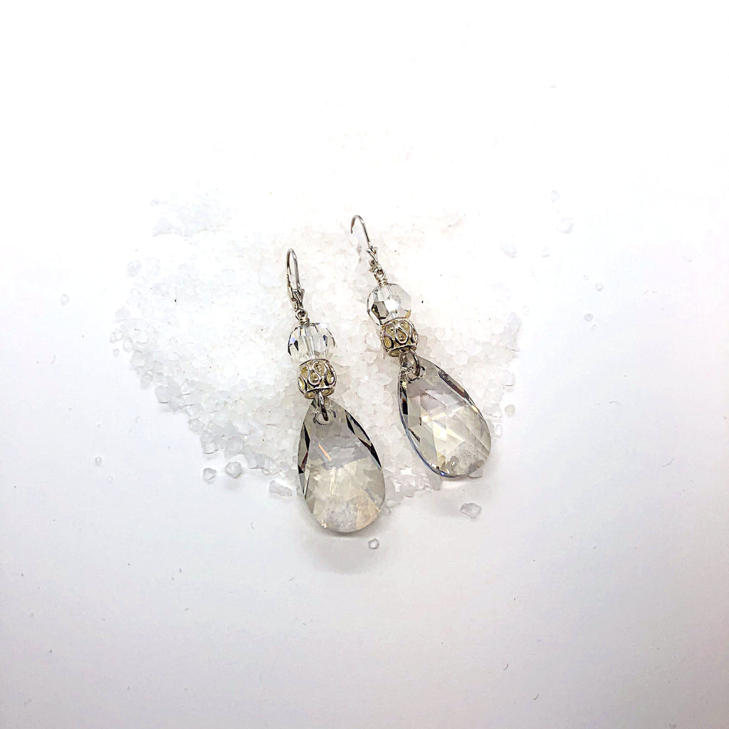 Silver Shade Crystal Drop Earrings
